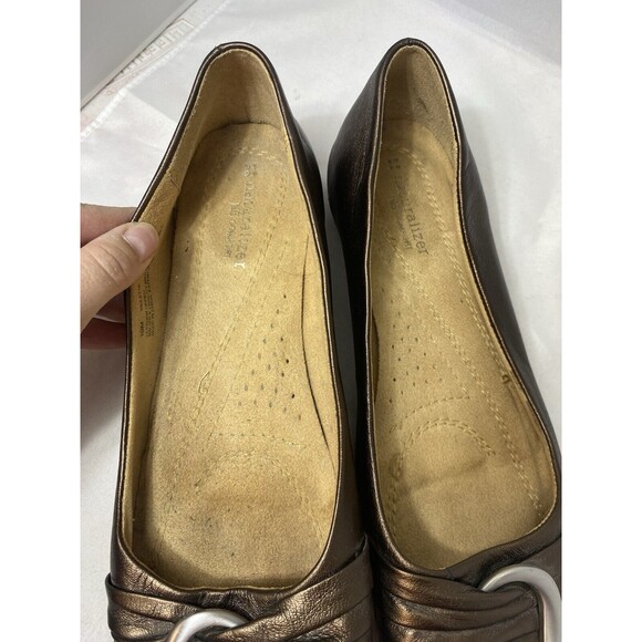 Naturalizer N5 Comfort Sz 10M Bronze Violette Ring Pleated Slip On Flats Shoes - Picture 8 of 8